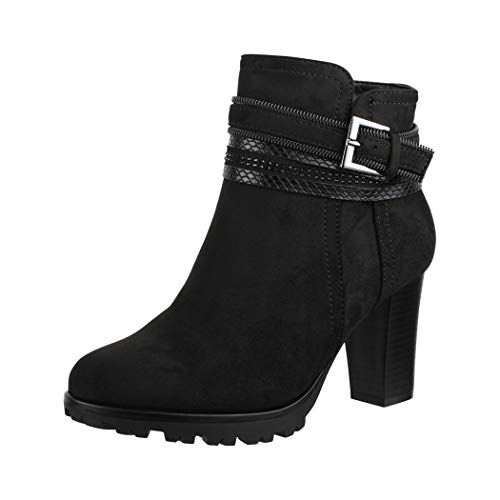 Elara Botines para Mujer Chunkyrayan Negro 2018 C292-1-Black-36