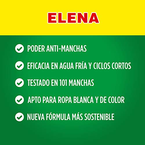 Elena Detergente para lavadora, adecuado para ropa blanca y de color, formato polvo - 135 dosis