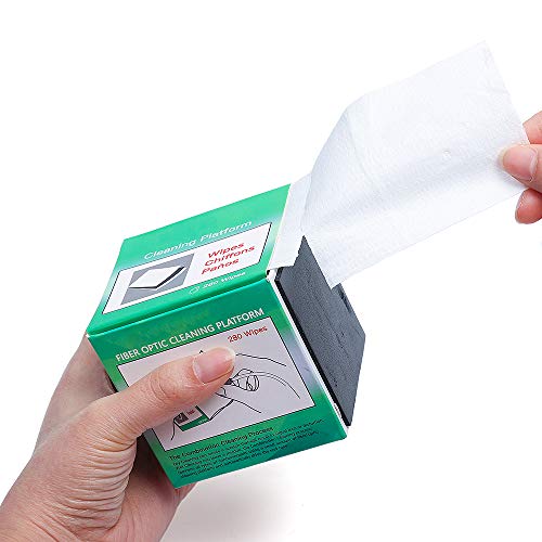 Elfcam® - Caja con Toallitas para Limpieza de Fibras Ópticas, Limpiador CleanWipes 280, Limpiador de Conector Óptico Blanco Para Conectores FC / SC / LC / MU / D4 / DIN