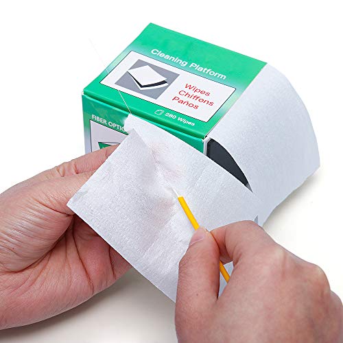 Elfcam® - Caja con Toallitas para Limpieza de Fibras Ópticas, Limpiador CleanWipes 280, Limpiador de Conector Óptico Blanco Para Conectores FC / SC / LC / MU / D4 / DIN