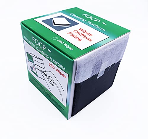 Elfcam® - Caja con Toallitas para Limpieza de Fibras Ópticas, Limpiador CleanWipes 280, Limpiador de Conector Óptico Blanco Para Conectores FC / SC / LC / MU / D4 / DIN