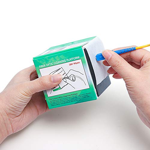 Elfcam® - Caja con Toallitas para Limpieza de Fibras Ópticas, Limpiador CleanWipes 280, Limpiador de Conector Óptico Blanco Para Conectores FC / SC / LC / MU / D4 / DIN