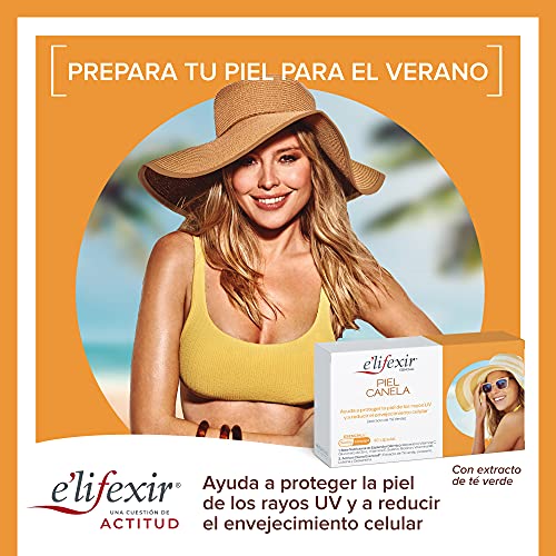 Elifexir Esenciall - Piel Canela, Ayuda a Proteger la Piel y la Visión del Sol, Bronceado Duradero, Extracto de Té Verde y Zinc - 80 Cápsulas