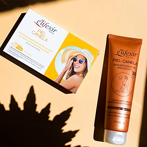 Elifexir Esenciall - Piel Canela, Ayuda a Proteger la Piel y la Visión del Sol, Bronceado Duradero, Extracto de Té Verde y Zinc - 80 Cápsulas