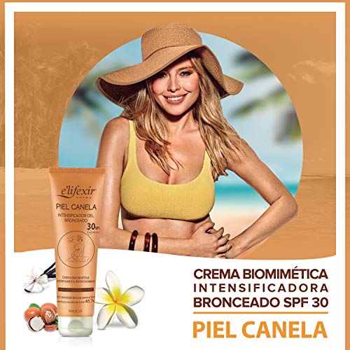 Elifexir Piel Canela SPF 30. Gel Bronceador. Acelerador del Bronceado. Bronceado Intenso y Duradero | Waterproof | Protector Solar UVA, UVB e IR-A. Con Monoï de Tahití. 150ml