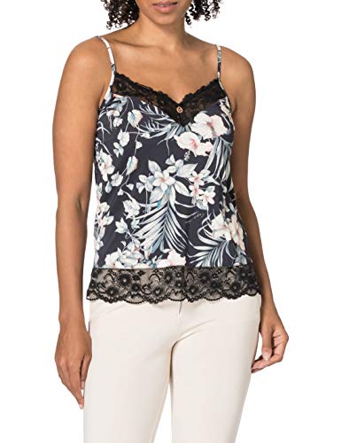 Emporio Armani 164422 1P212 66720 Chaleco Moderno, Diseño de Flores en Color Negro, L para Mujer