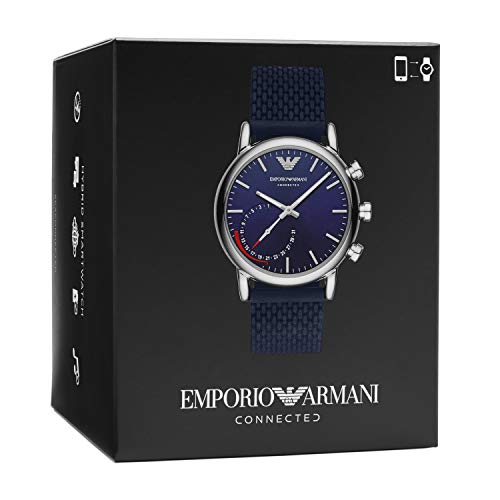 Emporio Armani Reloj Analógico para Hombre de Híbrido con Correa en Silicona, ART3032