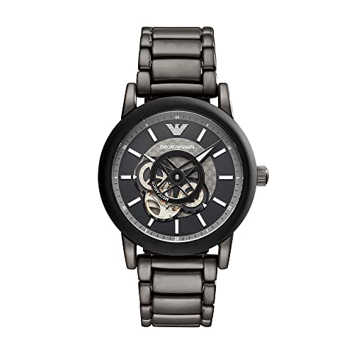 Emporio Armani Reloj Automático de Acero Inoxidable para Hombre, Caja de 43 mm, Negro