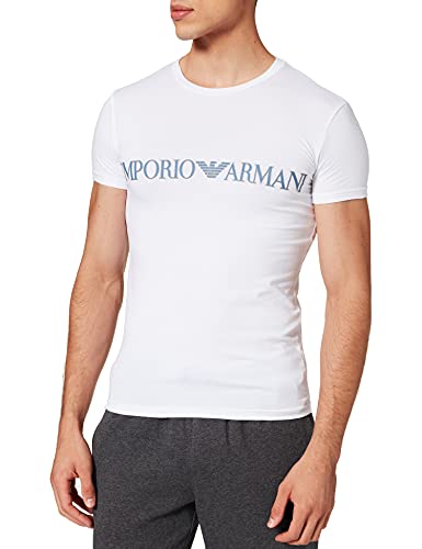 Emporio Armani T-Shirt Megalogo Camiseta, Blanco (White), XL para Hombre