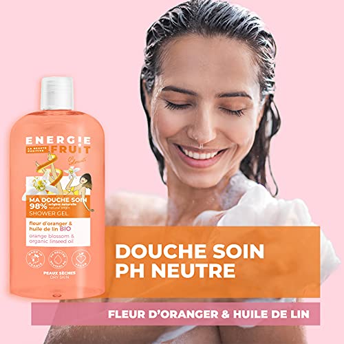 ENERGIE FRUIT | Gel de ducha pH neutro | Flor de azahar y aceite de linaza BIO | Vegano | 500 ml