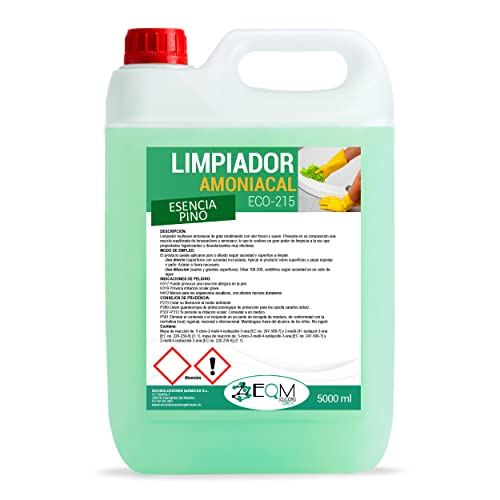 EQM SOLUCIONES QUÍMICAS | ECO-215 | 5 L | Limpiador Amoniacal Multiusos Perfumado | Limpieza de suelos y todo tipo de superficies | Amoniaco perfumado