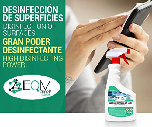 EQM SOLUCIONES QUÍMICAS | ECO-301 | Alcohol Isopropílico 99,9% Pureza | 750 ml | Limpieza componentes electrónicos, objetivos y pantallas | Desinfección y limpieza de superficies