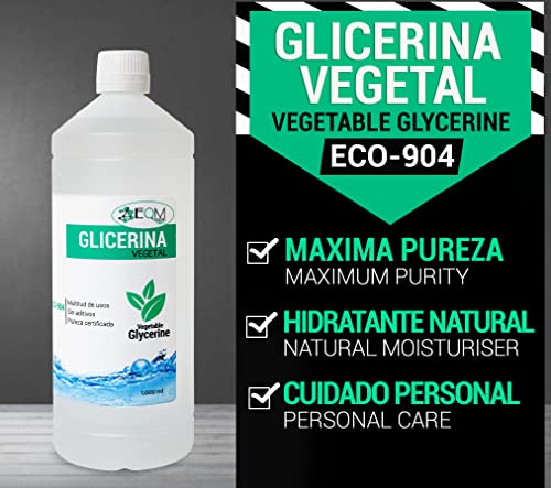 EQM SOLUCIONES QUÍMICAS | ECO-904 | 2x1L | Glicerina Vegetal Líquida | Grado farmacéutico | Hidratante natural cabello y piel | Ideal para jabones, champús, cremas, etc.