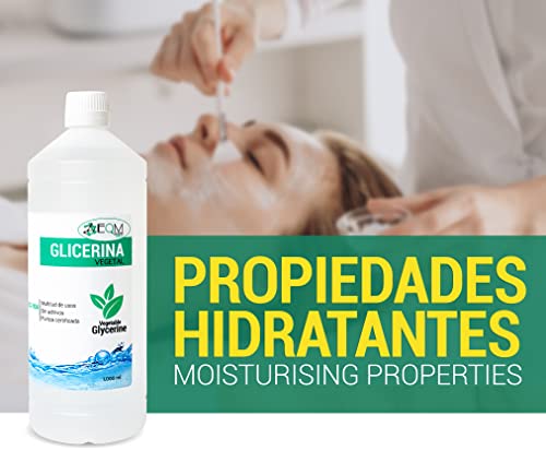 EQM SOLUCIONES QUÍMICAS | ECO-904 | 2x1L | Glicerina Vegetal Líquida | Grado farmacéutico | Hidratante natural cabello y piel | Ideal para jabones, champús, cremas, etc.