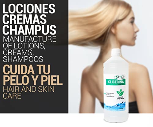 EQM SOLUCIONES QUÍMICAS | ECO-904 | 2x1L | Glicerina Vegetal Líquida | Grado farmacéutico | Hidratante natural cabello y piel | Ideal para jabones, champús, cremas, etc.