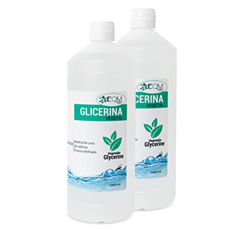 EQM SOLUCIONES QUÍMICAS | ECO-904 | 2x1L | Glicerina Vegetal Líquida | Grado farmacéutico | Hidratante natural cabello y piel | Ideal para jabones, champús, cremas, etc.