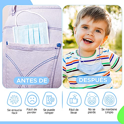 ErenBros PACK 3 Cordones para gafas de niños - Sujeta mascarillas niños con mosquetones - Cuelga mascarillas infantil - Cadena mascarilla niño