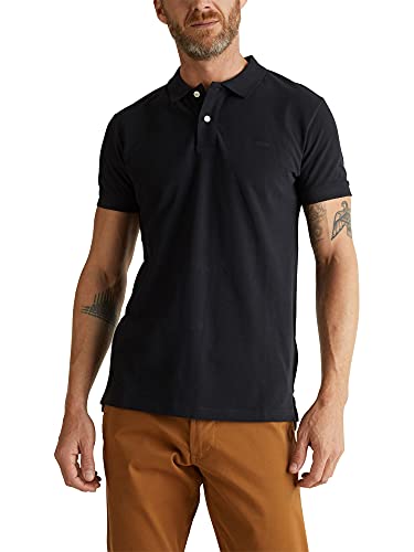 Esprit Classic Piqué Camiseta, Negro (Black 001), M para Hombre