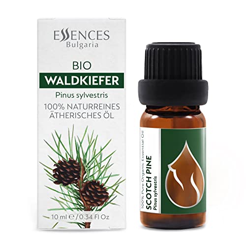 Essences Bulgaria Aceite Esencial Biológico de Pino silvestre (Pinus sylvestris) 10 ml, 100% Puro, Sin Diluir, Grado Terapéutico, De Granja Familiar, Certificado Orgánico