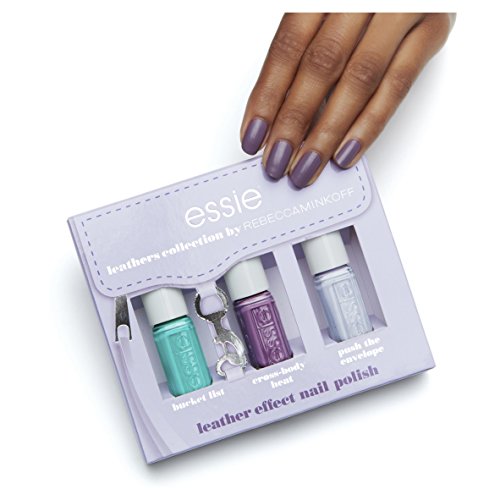 Essie, colección Leather Look Pastel Kit 3 Mini esmaltes, 451push The Envelope/452 Cross-body Heat/456 Bucket List