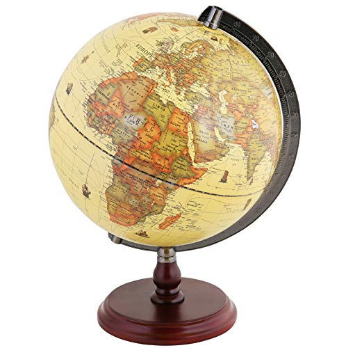 EXERZ 25cm Globo Antiguo con Base de Madera - en Inglés - Diámetro (25cm Globo Antiguo)