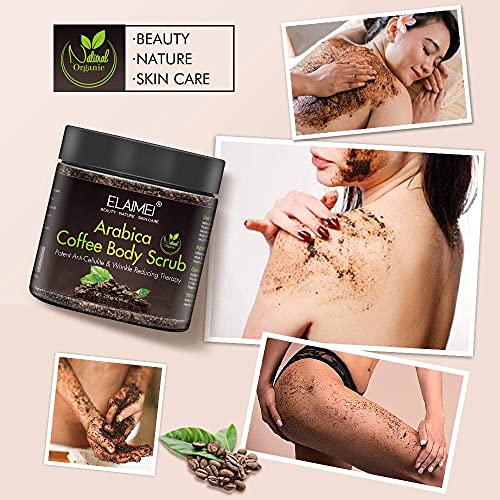 Exfoliante de café natural con exfoliante corporal orgánico de café, el mejor tratamiento para el acné, anticelulítico y estrías, terapia de venas araña para venas varicosas y eccema