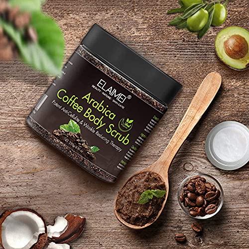 Exfoliante de café natural con exfoliante corporal orgánico de café, el mejor tratamiento para el acné, anticelulítico y estrías, terapia de venas araña para venas varicosas y eccema