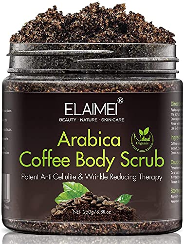 Exfoliante de café natural con exfoliante corporal orgánico de café, el mejor tratamiento para el acné, anticelulítico y estrías, terapia de venas araña para venas varicosas y eccema