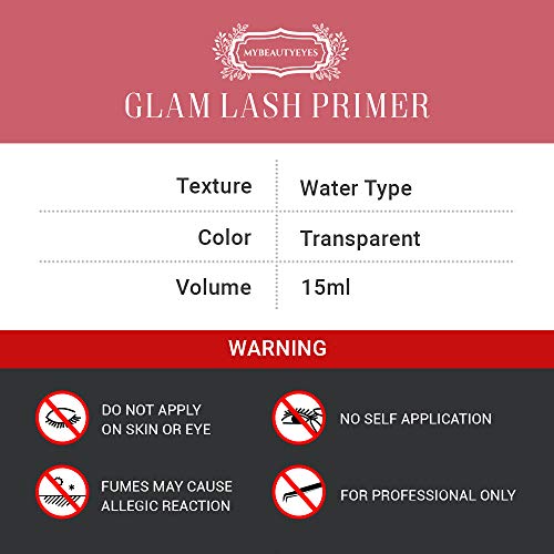 Extensión de pestañas Glam Lash Primer 15 ml/Pre-tratamiento para pestañas semipermanentes/elimina fácilmente proteínas y aceites/libre de aceite/retención de extensión más larga (Clear 15ml)