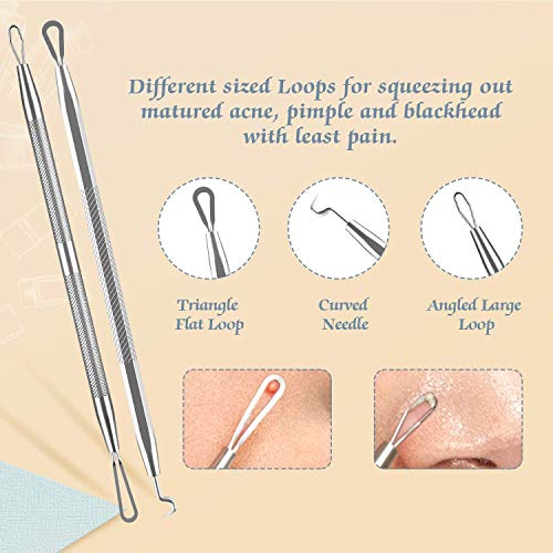 Extractor de Puntos Negros Kit de 6Pcs [Nueva Caja de Metal] Blackhead Remover Aguja de Acné para Quita Espinillas Granos Comedones