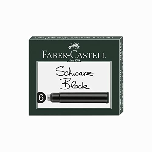 Faber-Castell - Vaso de tinta, color Negro Tintenpatrone Standard 6er