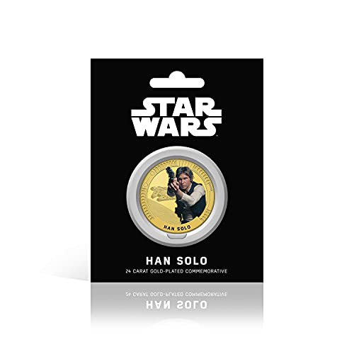 FANTASY CLUB Star Wars Trilogía Original Episodios IV - Vi - Han Solo - Moneda / Medalla Conmemorativa acuñada con baño en Oro 24 Quilates y Coloreada a 4 Colores - 44mm