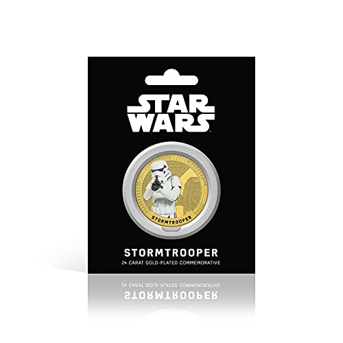 FANTASY CLUB Star Wars Trilogía Original Episodios IV - Vi - Stormtrooper - Moneda / Medalla Conmemorativa acuñada con baño en Oro 24 Quilates y Coloreada a 4 Colores - 44mm