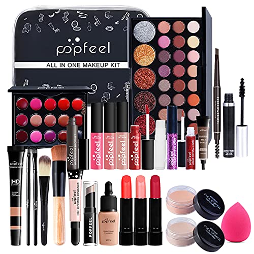 FantasyDay 28 Piezas Juego de Maquillaje All in One Makeup Gift Set Incluye Eyebrow cream, Brillo de Labios, Brochas de Maquillaje, Sombra De Ojos - Belleza Cosmético de Caja pour Cara y Labio Make-up