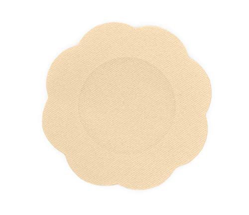 Fasionato 10 pares de fundas sin pezón adhesivas de primera calidad en forma de flor de pétalo de pecho, almohadillas correctoras para pezón (Beige)