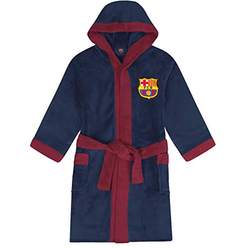 FCB FC Barcelona - Batín con Forro Polar y Capucha para Hombre - Producto Oficial - Azul - Mediana