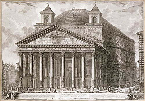 Feeling at home Imagen sobre Lienzo con Caja Americana Una Vista del Panteón, Roma Piranesi Impresion enmarcada con Marco Europeo Horizontal 44_X_63cm