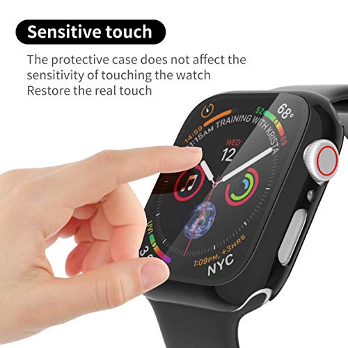 Fengyiyuda Funda[2 Pack] Compatible con Apple Watch 38/40/42/44mm,Estuche con TPU Protector de Pantalla,Caja Protector Anti-Choque Caso para IWatch Series se/6/5/4/3/2/1-Black/Clear,40mm