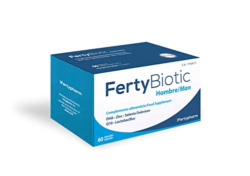 FERTYBIOTIC Hombre | Complemento Vitamínico para Mejorar la Fertilidad Masculina con Ácido fólico, DHA, Coenzima Q10, Zinc y Selenio | Mejora la Capacidad Reproductiva | 60 Cápsulas