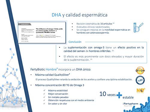 FERTYBIOTIC Hombre | Complemento Vitamínico para Mejorar la Fertilidad Masculina con Ácido fólico, DHA, Coenzima Q10, Zinc y Selenio | Mejora la Capacidad Reproductiva | 60 Cápsulas