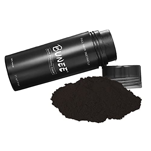 Fibras Capilares Bunee - Disimula la Falta de Pelo al Instante - Microfibras de Algodón en Polvo 100% Natural para Hombre y Mujer (Negro 27.5g)