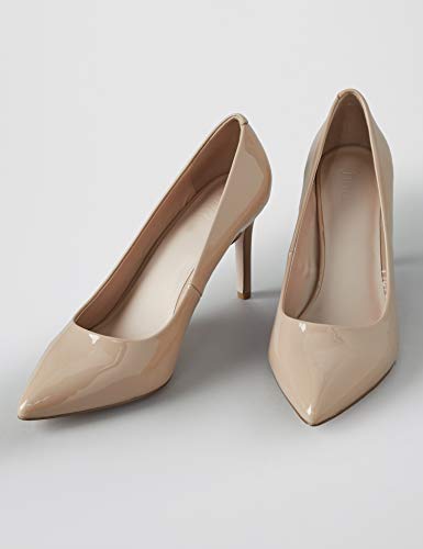 find. Wide Fit Point Court Shoe Zapatos de tacón con Punta Cerrada, Beige, 37 EU