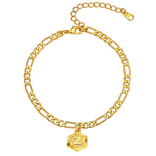 FindChic Pulsera Pie Tobillera Mujer Chica Moneda Oro Inicial de Nombre de Cadenas Doradas, Letra Z