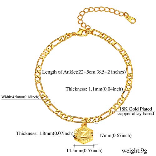 FindChic Pulsera Pie Tobillera Mujer Chica Moneda Oro Inicial de Nombre de Cadenas Doradas, Letra Z