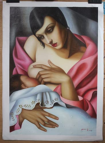 Fine art DECO Repro pintura al óleo Tamara de Lempicka "Madre y bebé" pintado a mano exactamente como se describe