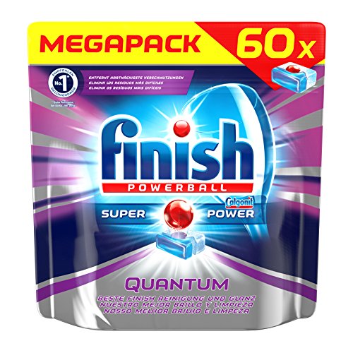 Finish Quantum Protección con brillo y de cristal, pastillas para lavavajillas, 60 Pastillas