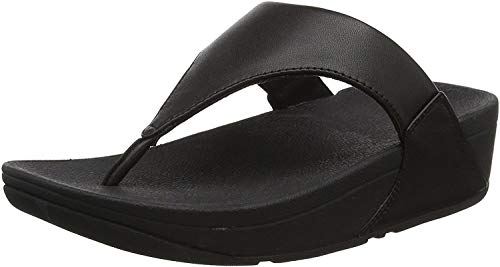 Fitflop Lulu Toe Post-Leather, Sandalias con Plataforma Mujer, Negro (Black), 38 EU