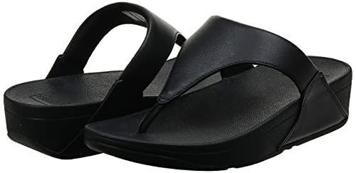 Fitflop Lulu Toe Post-Leather, Sandalias con Plataforma Mujer, Negro (Black), 38 EU