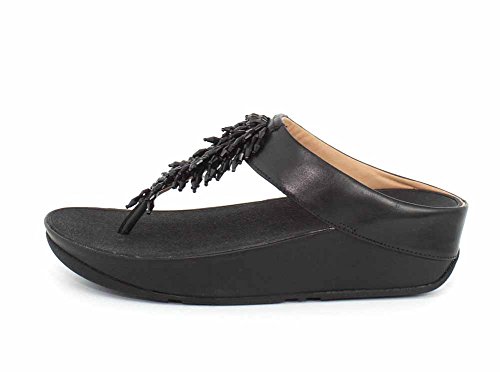 Fitflop Rumba Toe-Thong Sandals, Sandal Mujer, Negro (Black 001), 37 EU