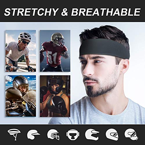 flintronic Deportes Diadema, 2 Piezas Elástica Cinta De Pelo Deportiva, Sudor Absorbente de Humedad Banda,Banda de Pelo, Cinta para Pelo, Cinta Sudor Cabeza para Correr, Ciclismo, Yoga, Negro